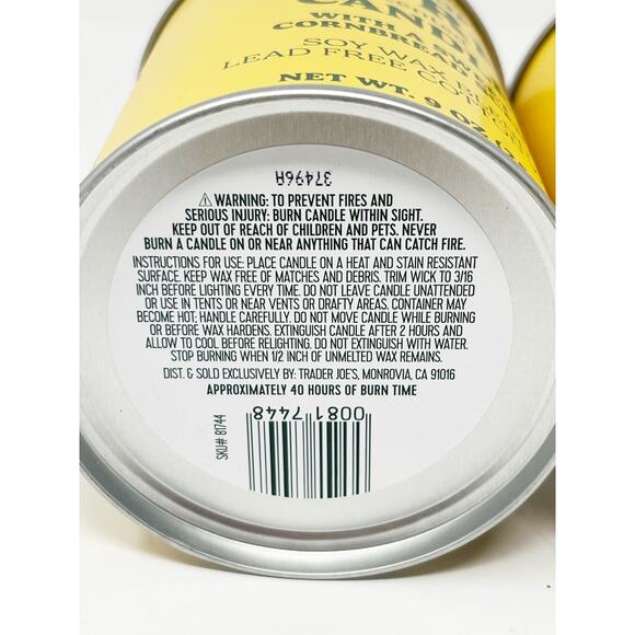 2x TRADER JOE'S Can of Corn Scented Candle Cornbread Scent 9oz Soy Wax Lead Free - Picture 4 of 8